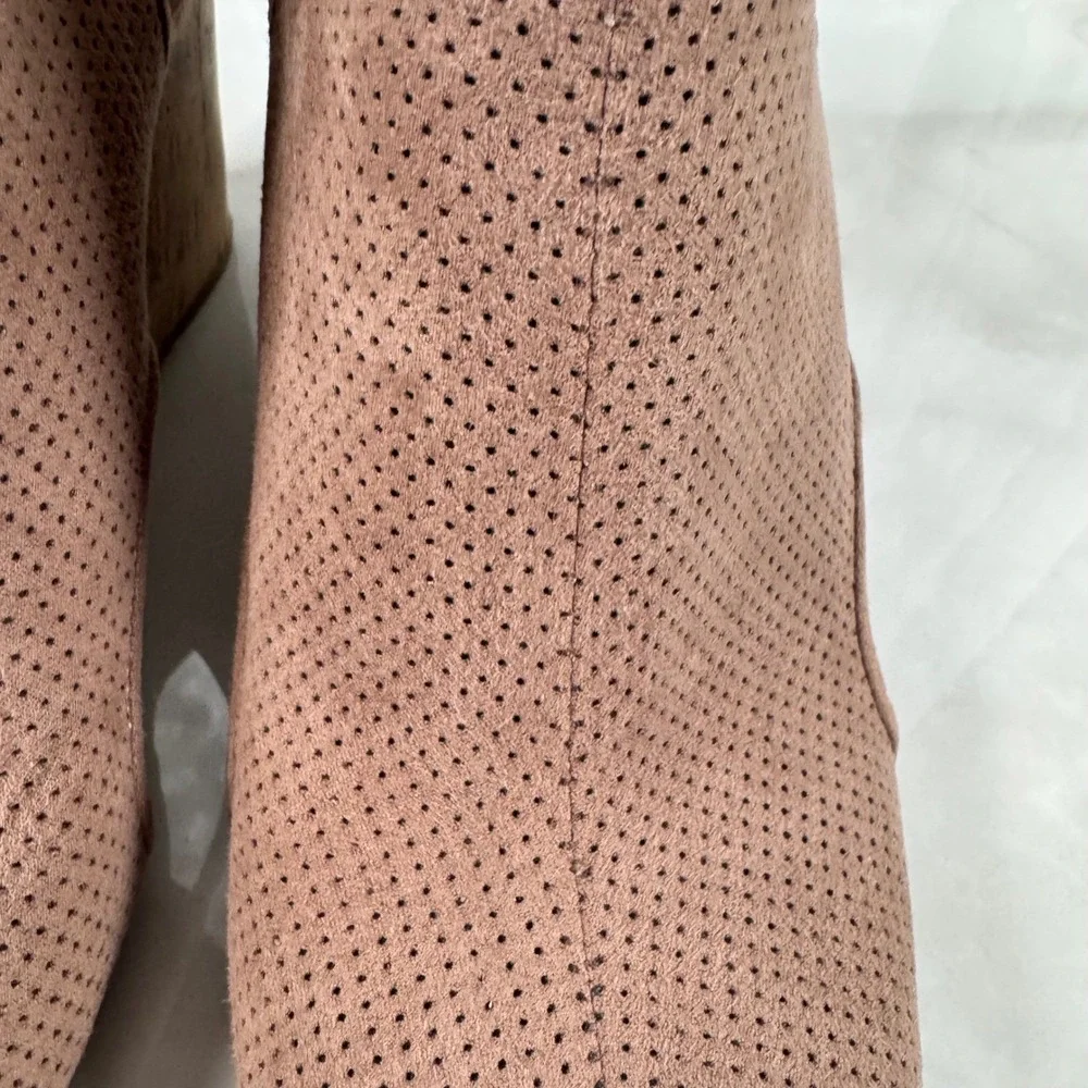 Life‎ Stride Taupe Hinx Perforated Wedge Sandals Cork Heel Cut Out Comfort 8.5 M